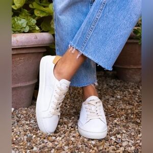 Soludos Ibiza Leather Sneakers White Tan Minimalist Lace Up Comfort 7